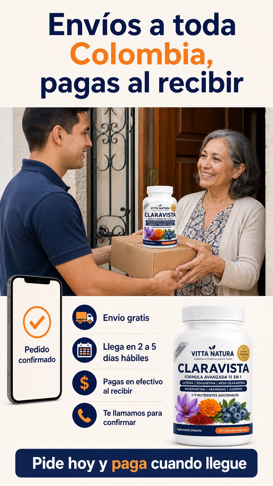 Envíos a toda Colombia, pagas al recibir: llega en 2 a 5 días hábiles