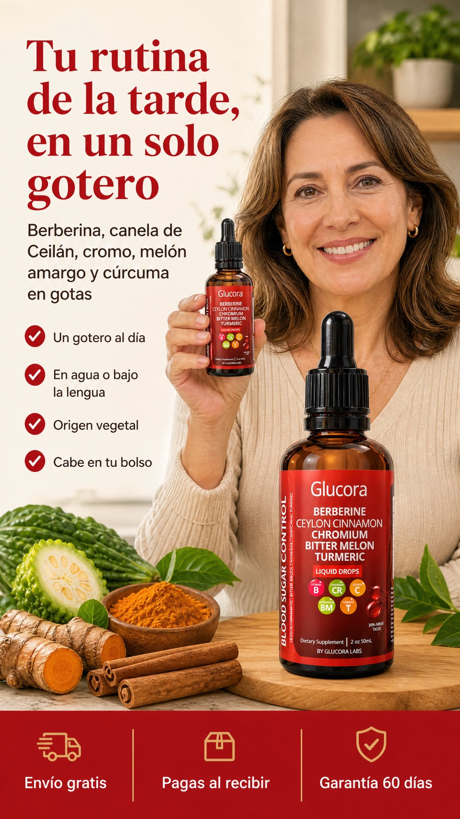 Tu rutina de la tarde, en un solo gotero: Glucora berberina en gotas