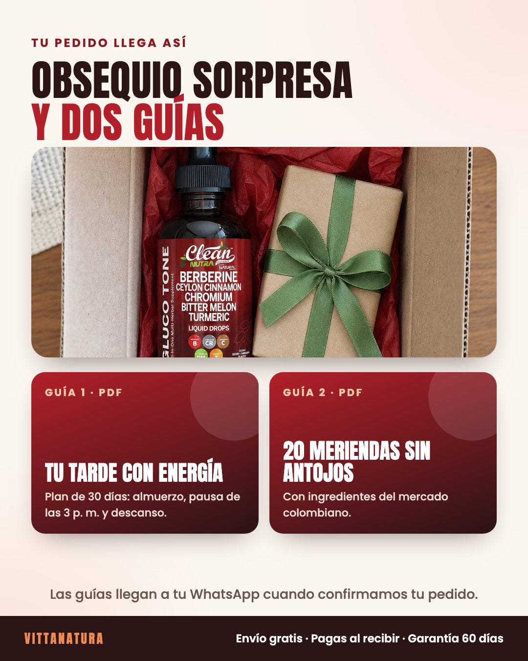 Tu pedido llega con un obsequio sorpresa y dos guías digitales: Tu tarde con energía y 20 meriendas sin antojos