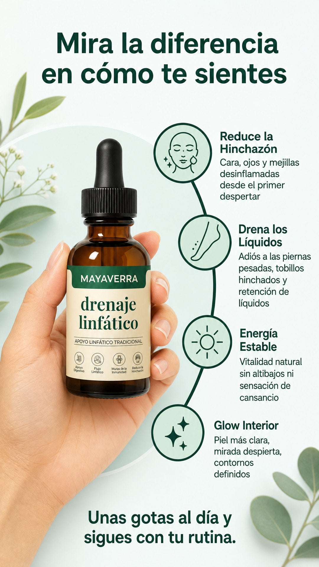 Mira la diferencia en cómo te sientes: reduce la hinchazón, drena los líquidos, energía estable, glow interior