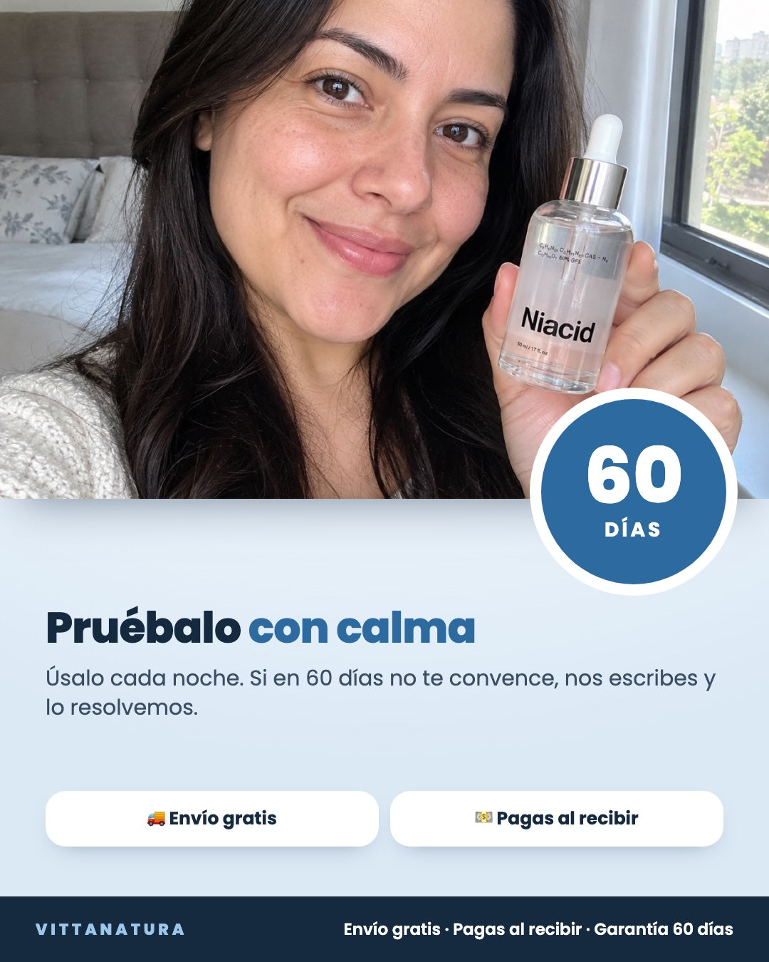 Pruébalo con calma: garantía de 60 días, envío gratis y pago al recibir