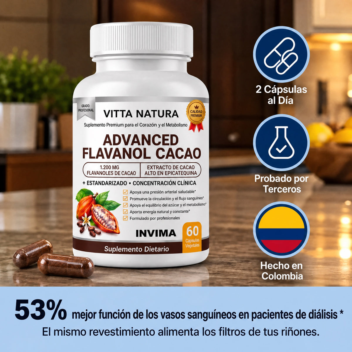 Advanced Flavanol Cacao para la salud de los riñones