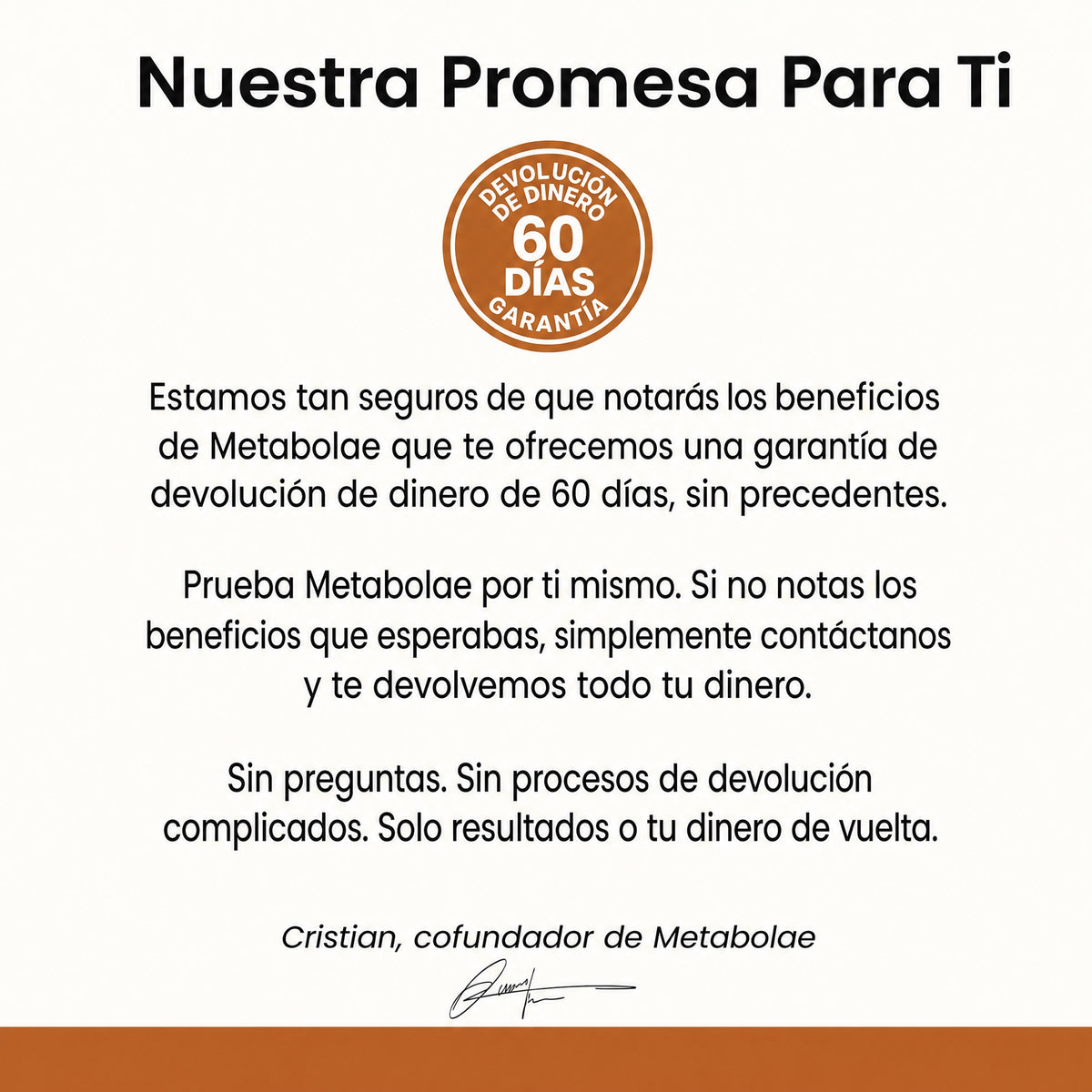 Nuestra promesa para ti: garantía de devolución de dinero de 60 días