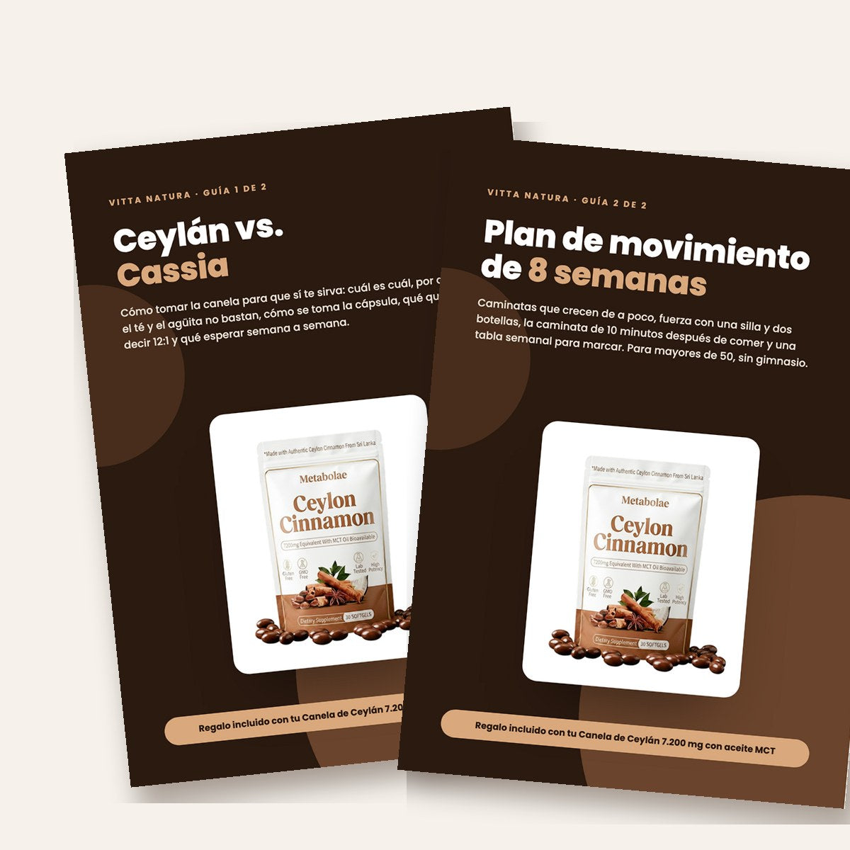 Las 2 guías digitales de regalo: Ceylán vs. Cassia y Plan de movimiento de 8 semanas