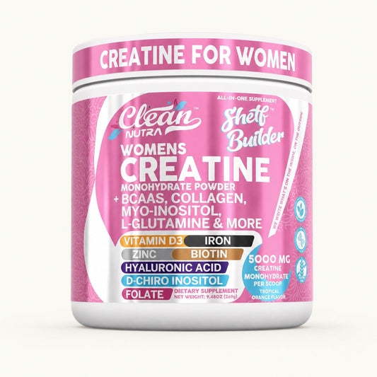 Creatina para mujer Shelf Builder de Clean Nutra, frasco de 30 porciones