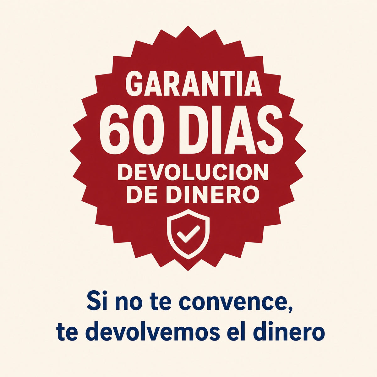 Sello de garantía de 60 días con devolución de dinero
