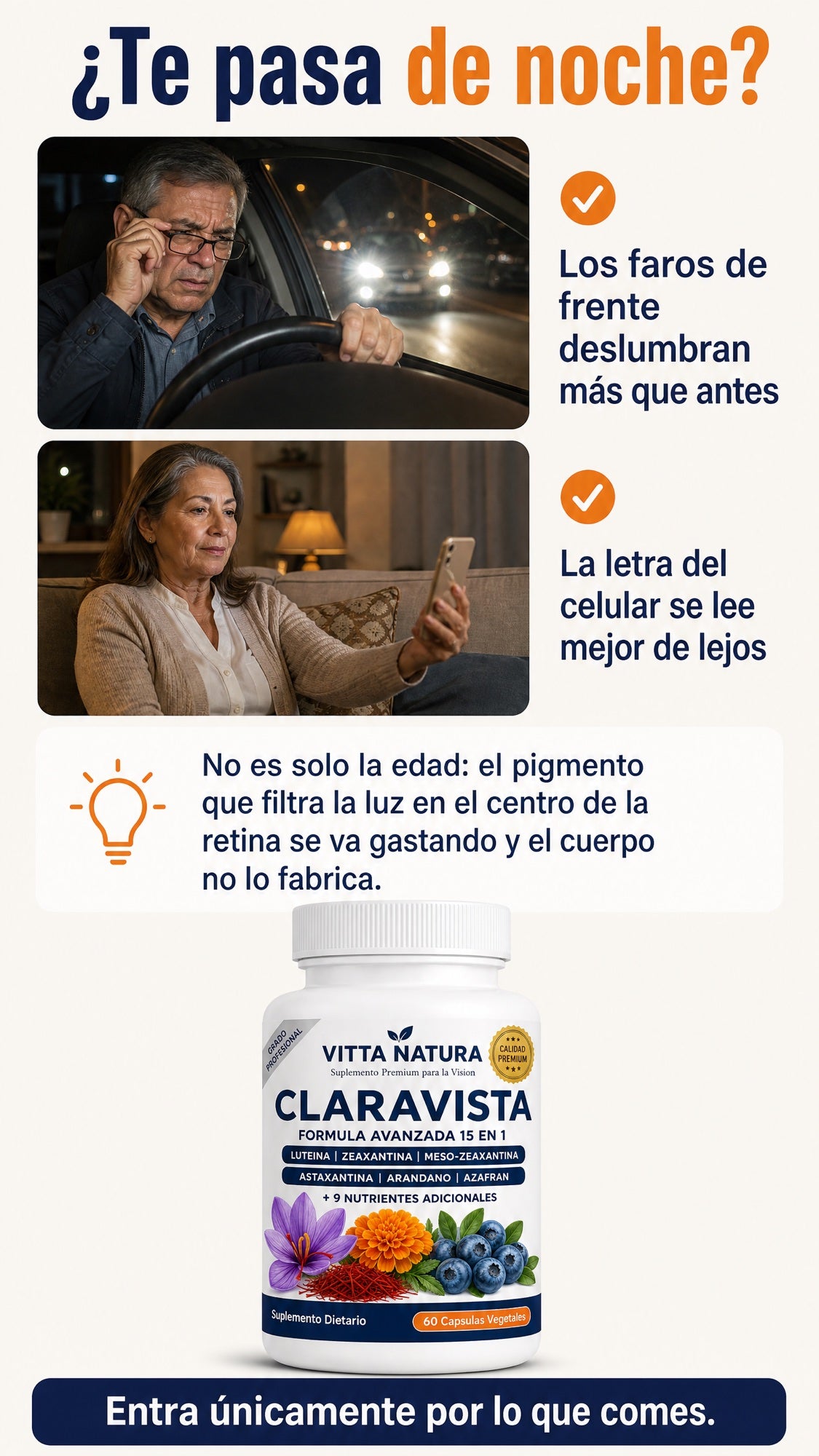 ¿Te pasa de noche? Los faros deslumbran y la letra del celular se lee mejor de lejos