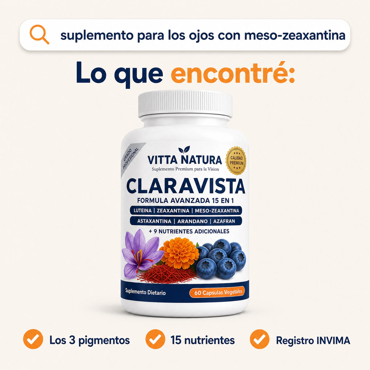 Suplemento para los ojos con meso-zeaxantina: lo que encontré, Claravista