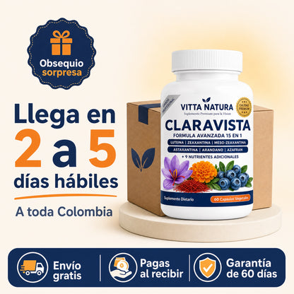 Claravista llega en 2 a 5 días hábiles a toda Colombia, pagas al recibir
