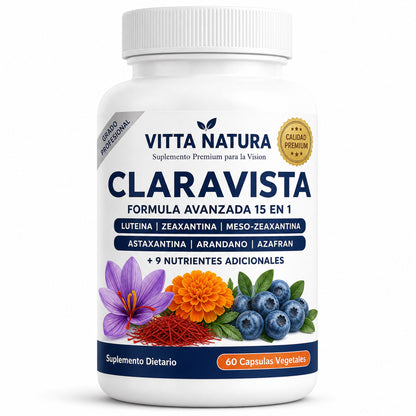 Frasco de Claravista, fórmula avanzada 15 en 1, 60 cápsulas vegetales