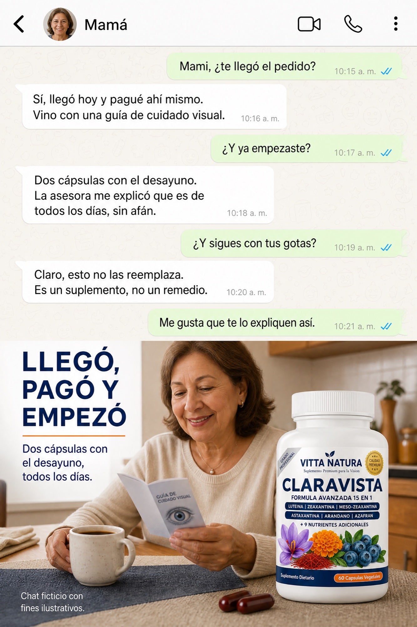 Conversación ilustrativa: llegó, pagó y empezó