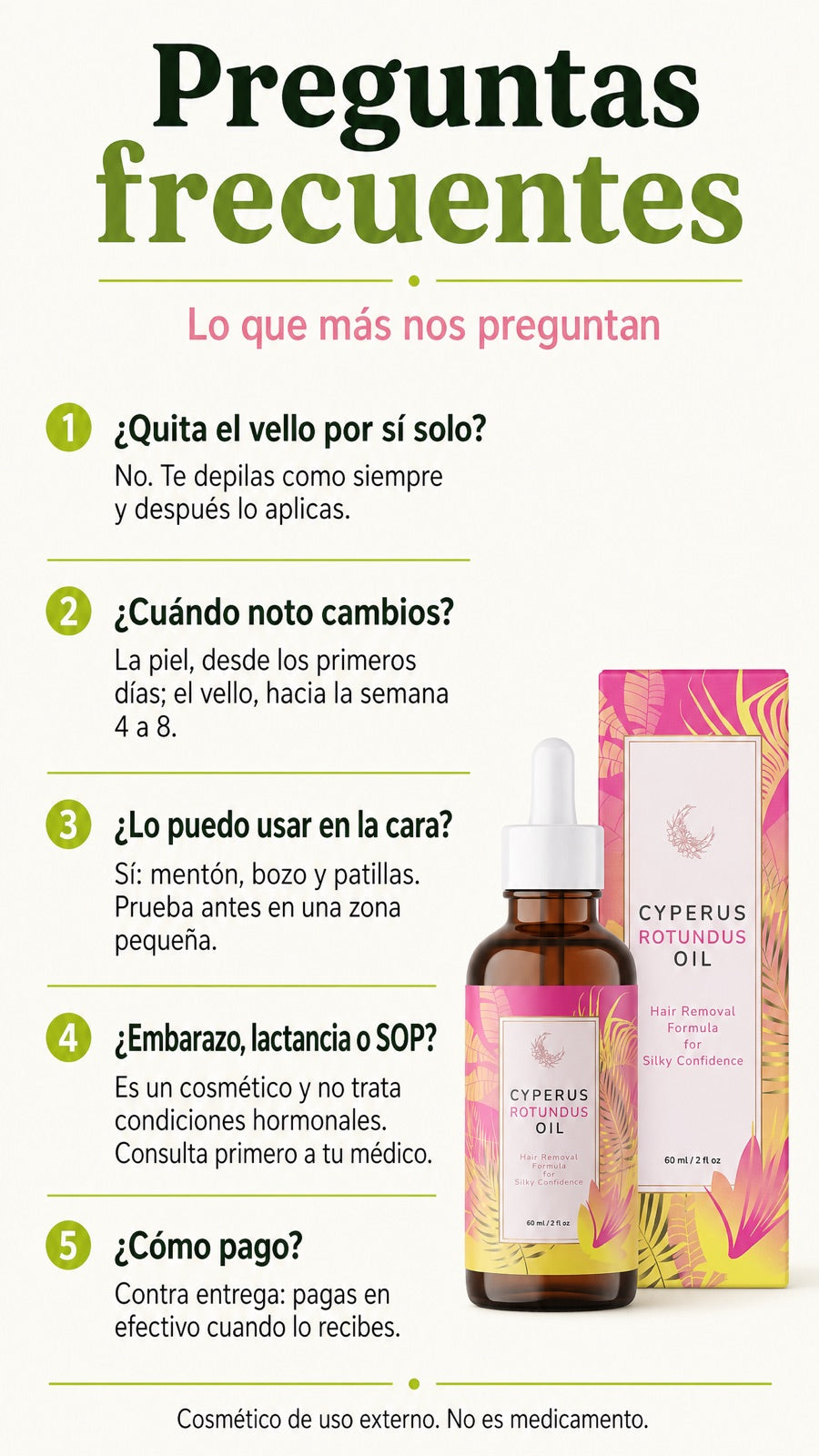 Preguntas frecuentes sobre el aceite de Cyperus Rotundus