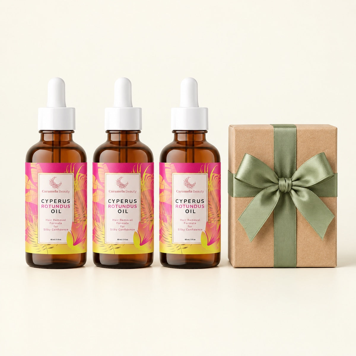 Tres frascos de aceite de Cyperus Rotundus con caja de obsequio