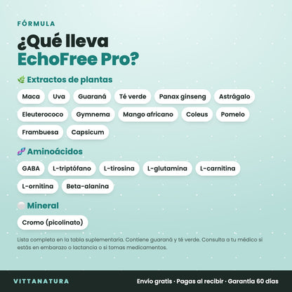 Ingredientes de EchoFree Pro: extractos de plantas, aminoácidos y cromo