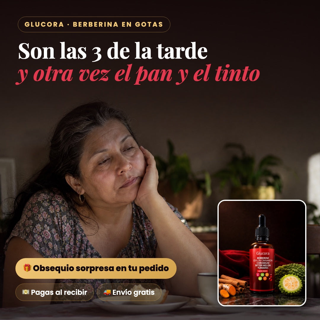 Son las 3 de la tarde y otra vez el pan y el tinto: Glucora berberina en gotas