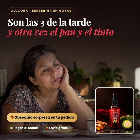 Son las 3 de la tarde y otra vez el pan y el tinto: Glucora berberina en gotas