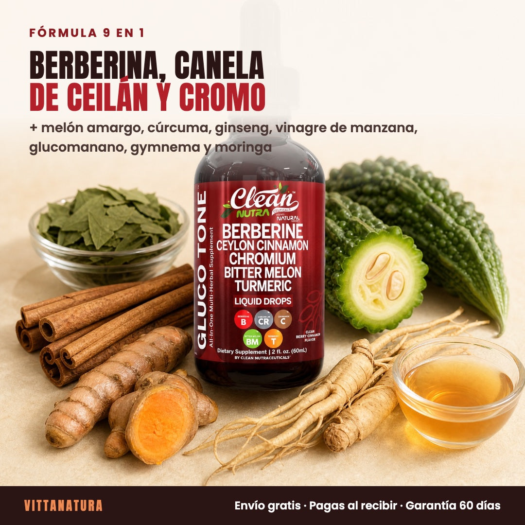 Fórmula 9 en 1: berberina, canela de Ceilán, cromo y 6 ingredientes más