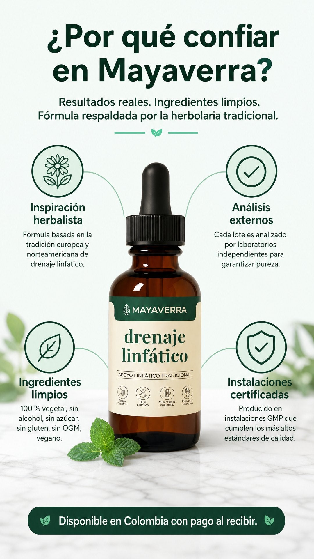 ¿Por qué confiar en Mayaverra? Inspiración herbalista, análisis externos, ingredientes limpios, instalaciones certificadas