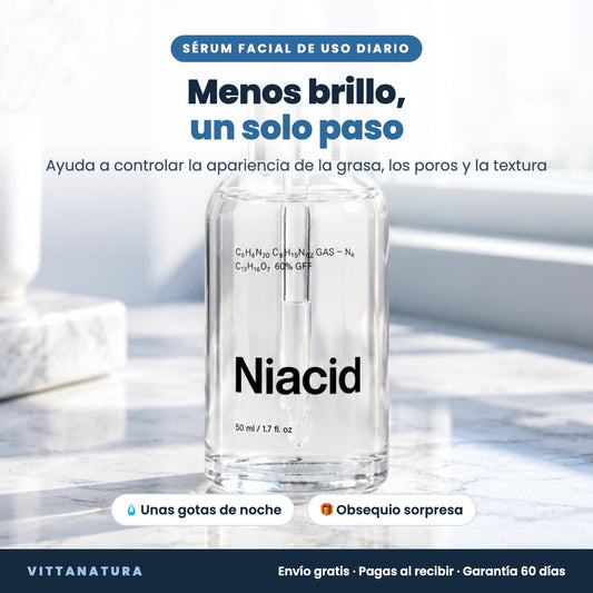 Niacid, sérum facial de uso diario: menos brillo, un solo paso