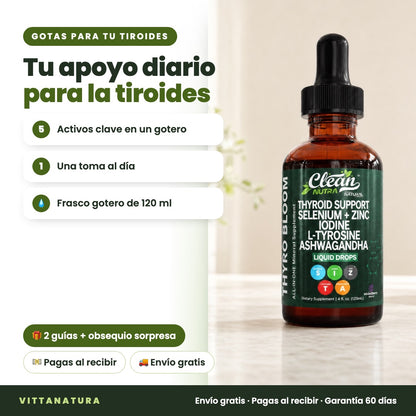 Thyro Bloom de Clean Nutra: tu apoyo diario para la tiroides, gotas de 120 ml