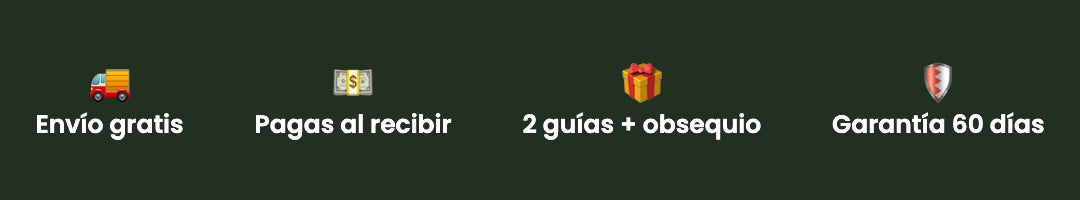 Envío gratis · Pagas al recibir · 2 guías y obsequio · Garantía 60 días