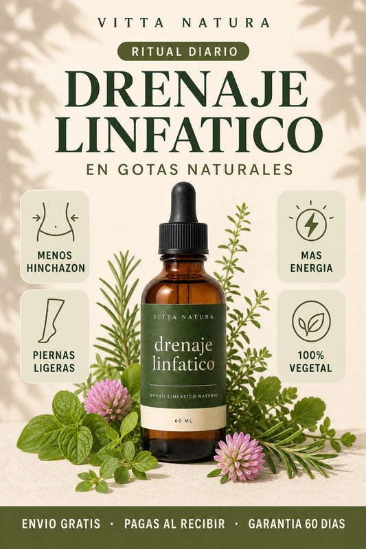 Drenaje Linfático VittaNatura en gotas naturales: menos hinchazón, piernas ligeras, más energía y fórmula 100% vegetal. Envío gratis, pagas al recibir, garantía de 60 días