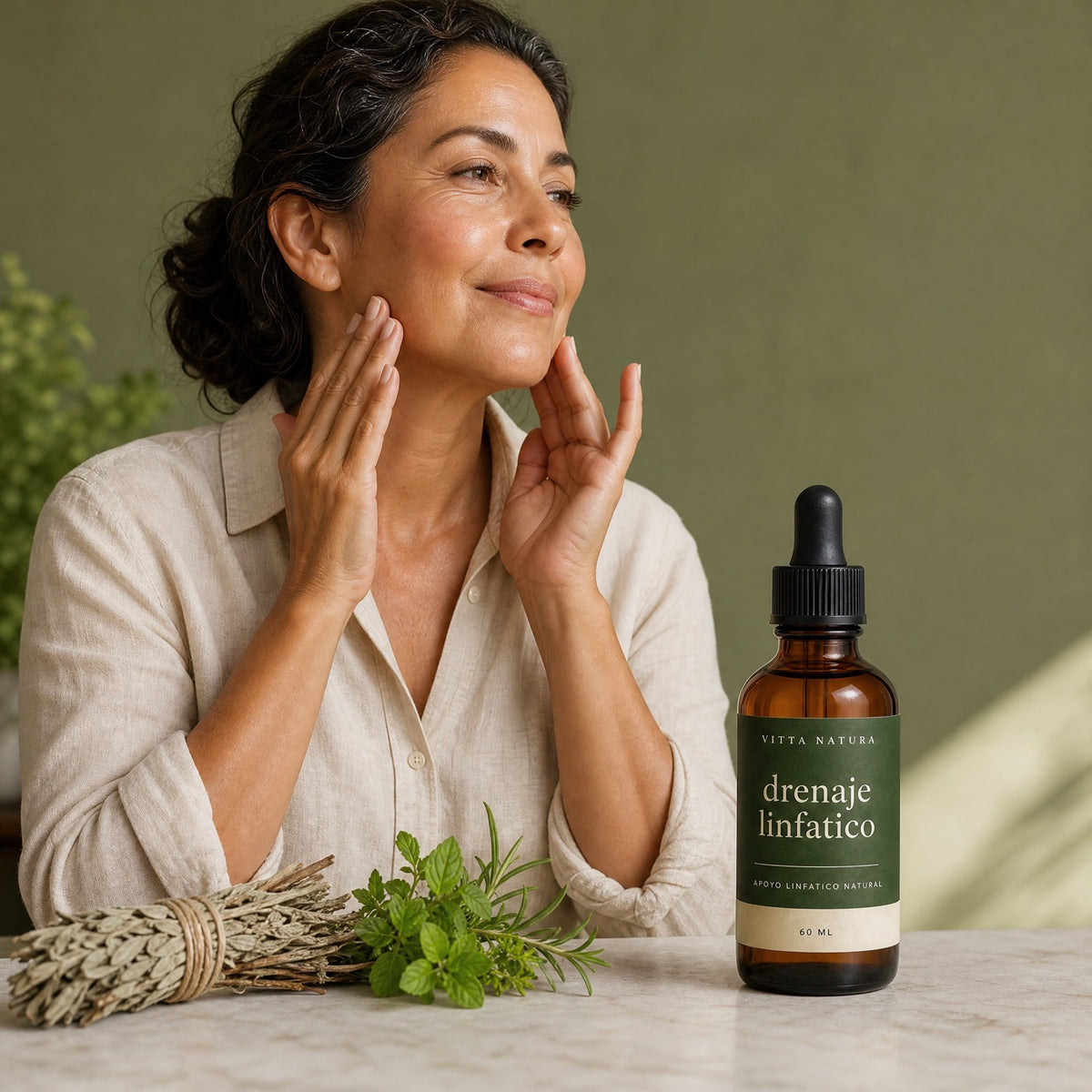 Fase 2, drenaje: automasaje linfático facial junto al producto